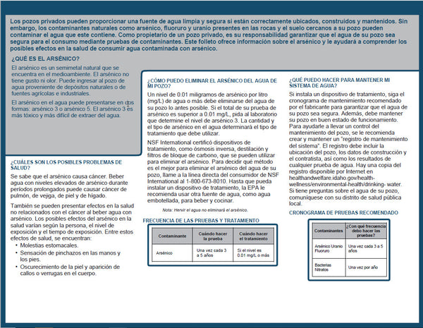 Arsenic in Your Well Water (Spanish) *PDF Download*