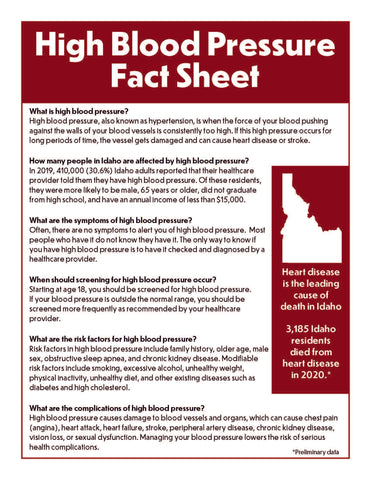 High Blood Pressure Infographic Fact Sheet (English only) - Ships in packages of 25, Max 4 per order