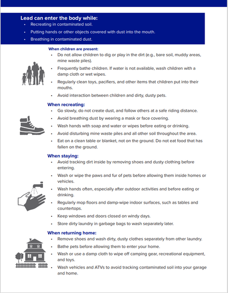 Lead Safe Recreation at Historical Mine Sites Factsheet - Print Version