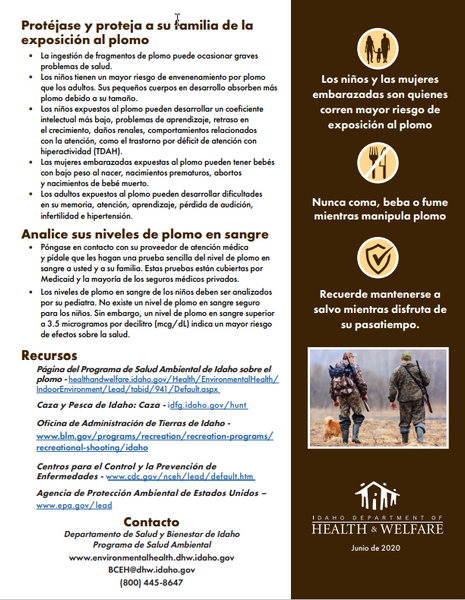 Lead in Wild Game Meat Factsheet  (Spanish) *PDF Download*