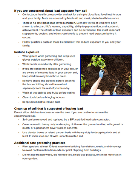 Lead in Soil Factsheet * PDF Download*