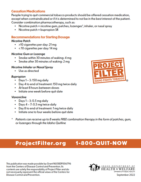 Project Filter - Idaho QuitLine Referral Toolkit - Print Version