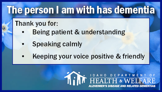 Dementia Courtesy Card for Caregivers - Ships in packs of 5. Limit 4 packs per order.