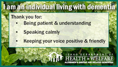 Dementia Courtesy Card for Living with Dementia - Ships in packs of 5. Limit 4 packs per order.