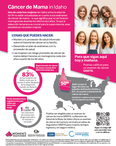 Women's Health Check: Idaho Breast Cancer Fact Sheet SPANISH VERSION