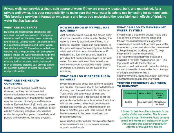 Bacteria In Your Well Water - Print Version