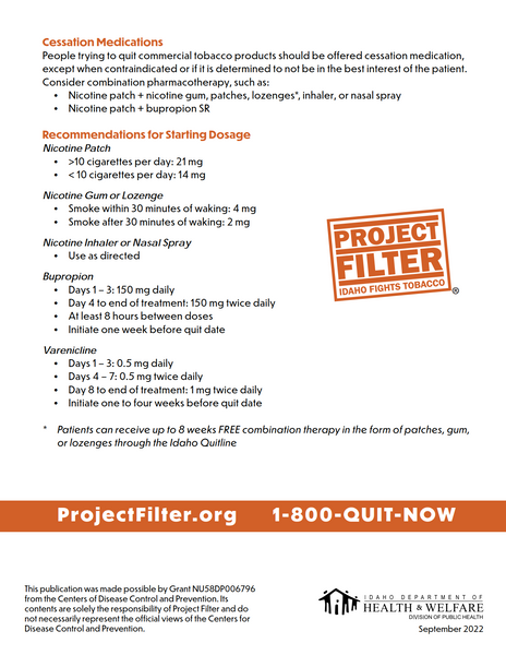 Project Filter - Idaho QuitLine Referral Toolkit