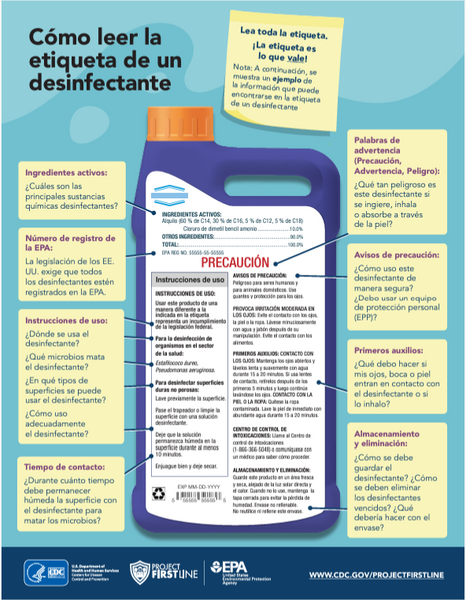 How to Read a Disinfectant Label Poster (English & Spanish)