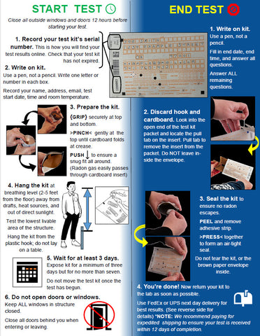 Radon Air Test (Short-Term) Directions - English *PDF Download*