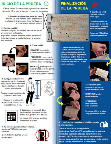 Radon Air Test (Short-Term) Directions - Spanish *PDF Download*