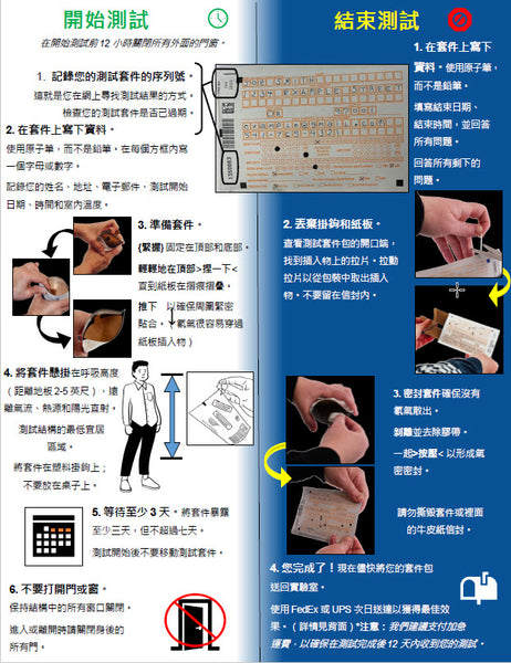 Radon Air test (Short -Term) Directions - Traditional Chinese *PDF Download*