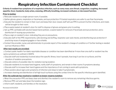Respiratory Infection Containment Checklist