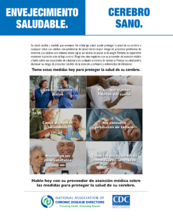 Healthy Aging Healthy Brain Handout (English & Spanish) - Ships in Packages of 25, Max 4 Per Order