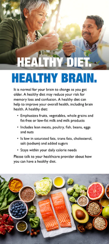 Healthy Diet. Healthy Brain. Rack Card (English & Spanish) - Ships in Packages of 25, Max 4 Per Order
