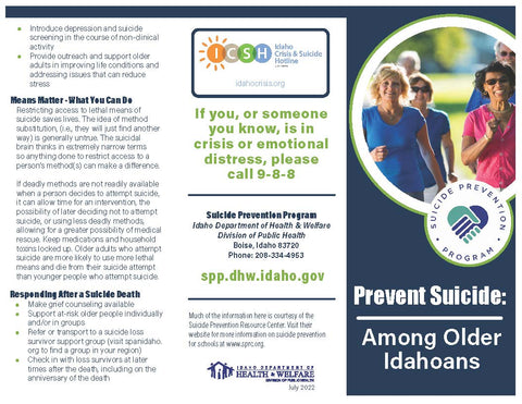 Prevent Suicide Among Older Idahoans