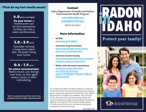 Radon in Idaho Brochure  Print Version