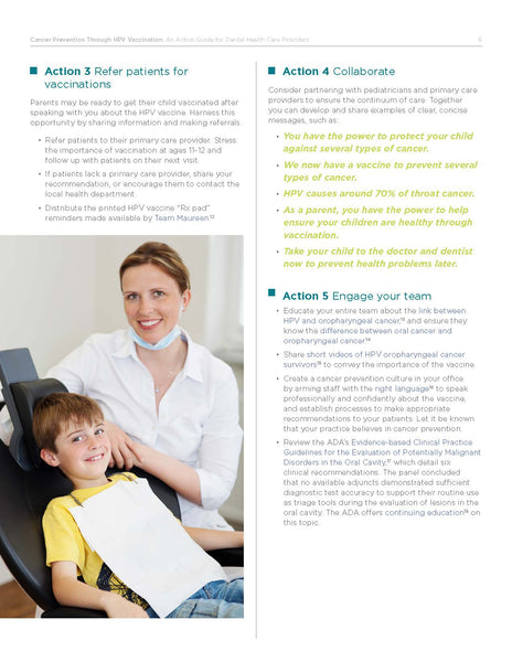 Cancer Prevention Through HPV Vaccination- An Action Guide for Dental Health Care Providers