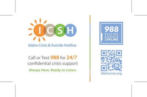 Idaho Suicide Prevention Hotline Wallet Card