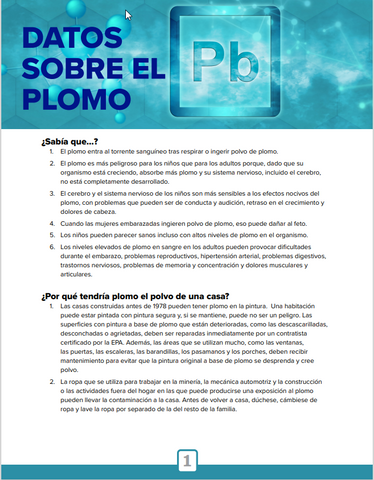 Lead Facts Factsheet (Spanish) - Print Version