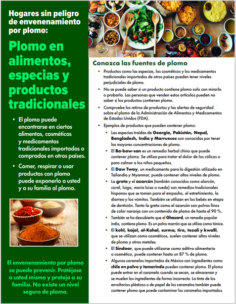 Lead in Food, Spices, and Traditional Products Spanish Factsheet Print Version