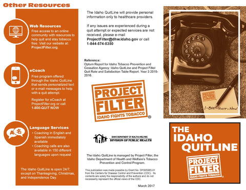 Project Filter - Idaho QuitLine Patient Brochure