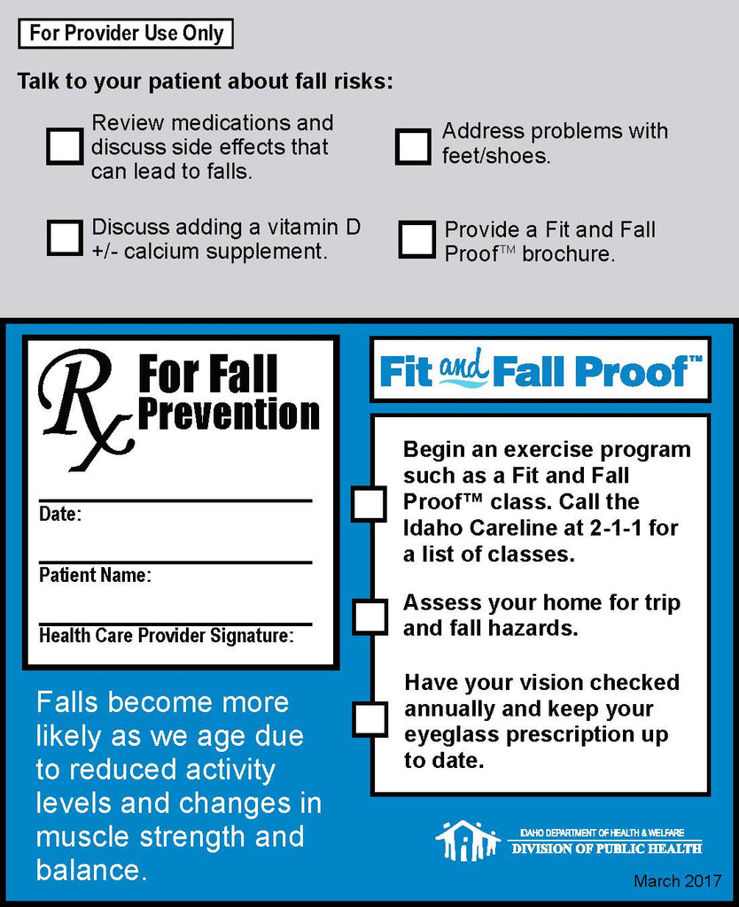 Fit and Fall Proof™ Prescription Referral Pad