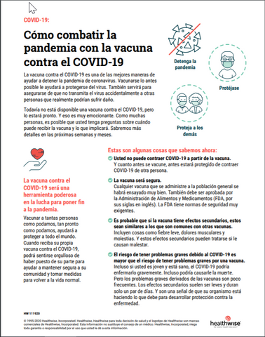 Fighting The Pandemic with COVID-19 Vaccine - Spanish - PDF