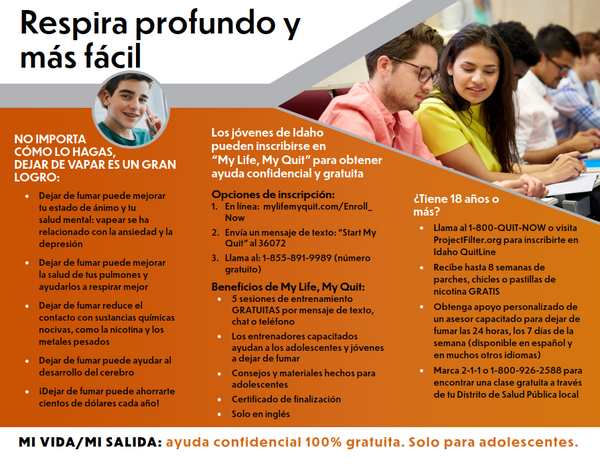 Project Filter Vaping Brochure Spanish